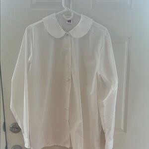 White Peter Pan Collar Blouse - Size L